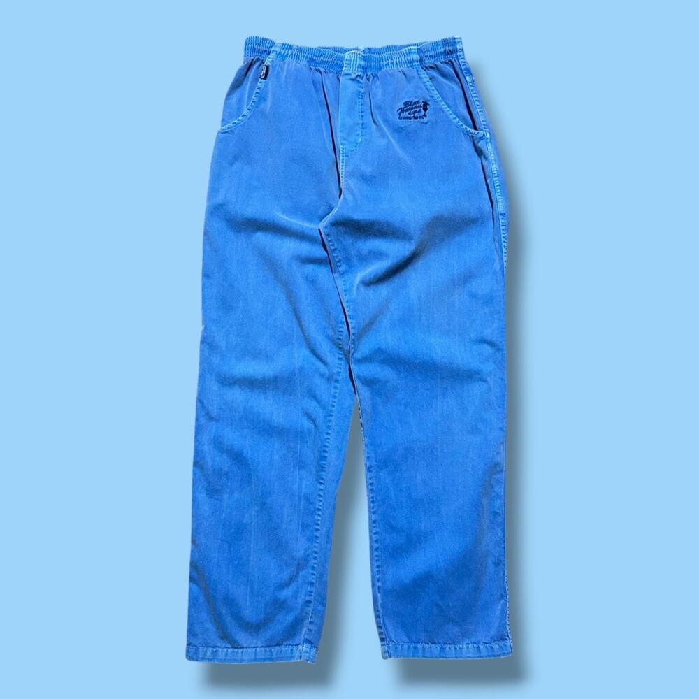 Crazy Shirt Hawaii Blue Dyed Pants Mens Large Faded Blue Elastic Waist 32-34
